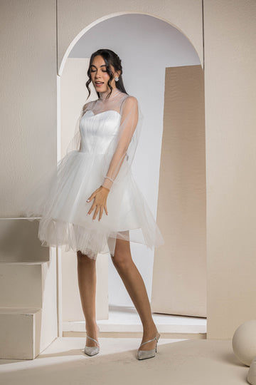 Sweetheart Mini Tulle Dress - White